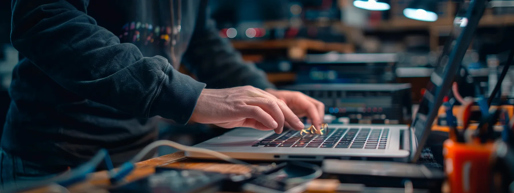 professional technicians at a repair shop in newcastle expertly fixing a macbook or laptop with precision.