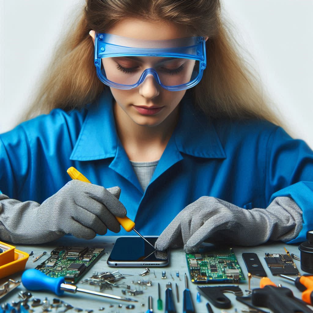 Mayfield Cell Phone Repairs technician repalcing Samsung Battery